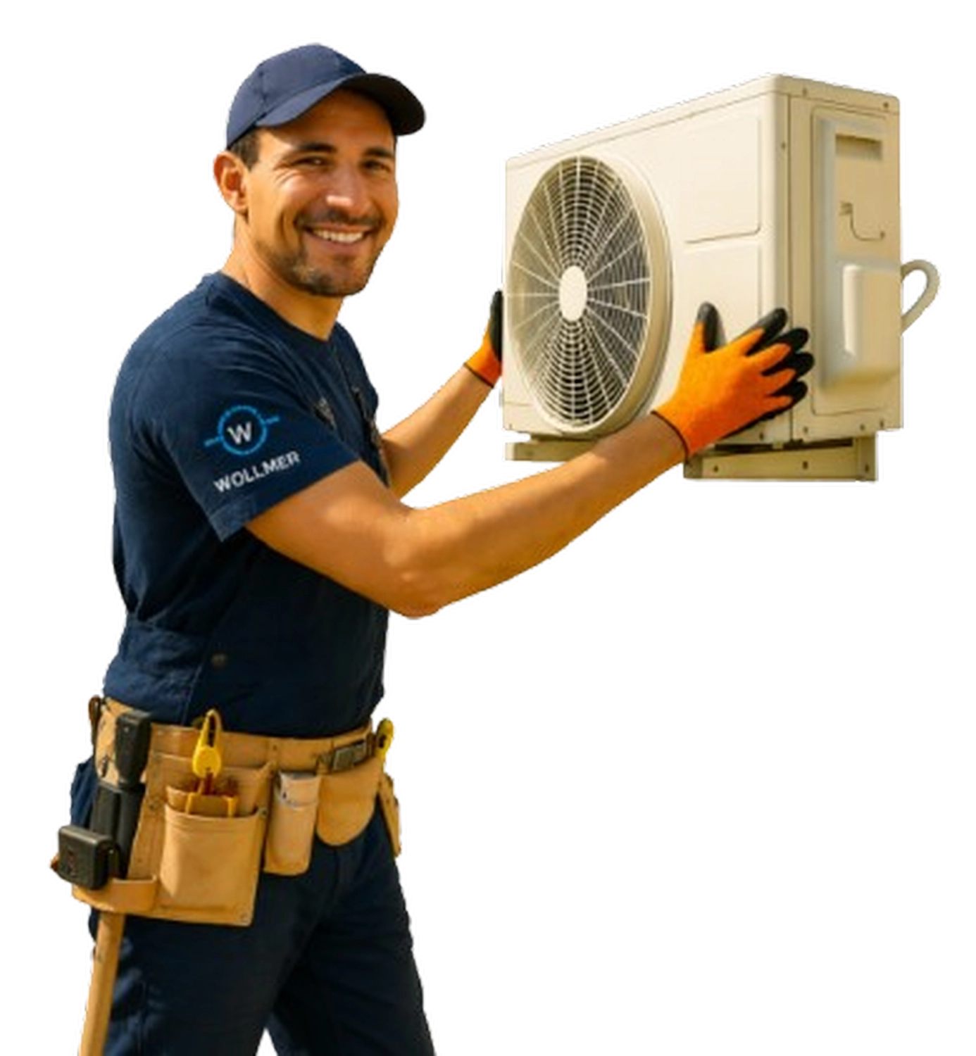 Elektro Wollmer GmbH - Innovative Klimatechnik - Ein Arbeiter mit Klimaanlage